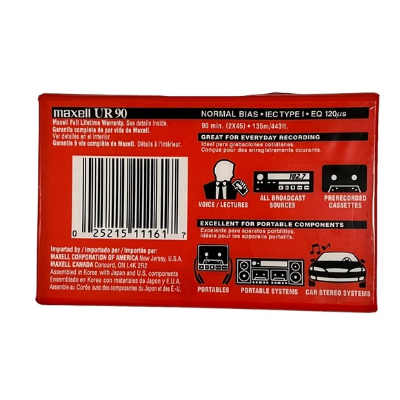 NEW Maxell UR Normal Bias 90 Minutes Blank Audio Cassette Lot of 8 - Picture 3 of 4